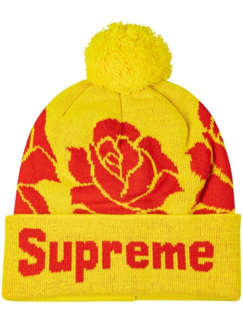 Gorro Supreme Rose Knit Hombre Amarillo Colombia | X0N-73451