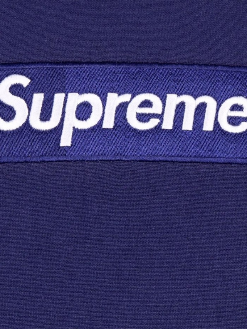 Poleron Supreme Box Logo Drawstring Hombre Azules Colombia | R4P-03595