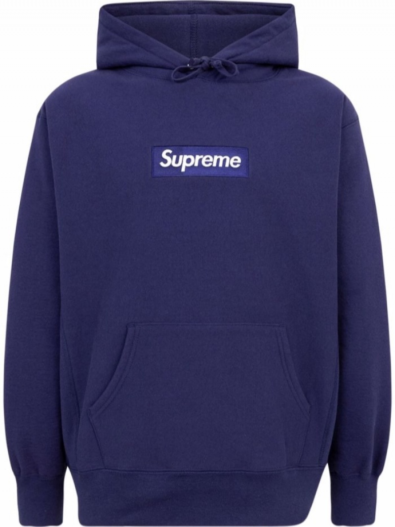 Poleron Supreme Box Logo Drawstring Hombre Azules Colombia | R4P-03595