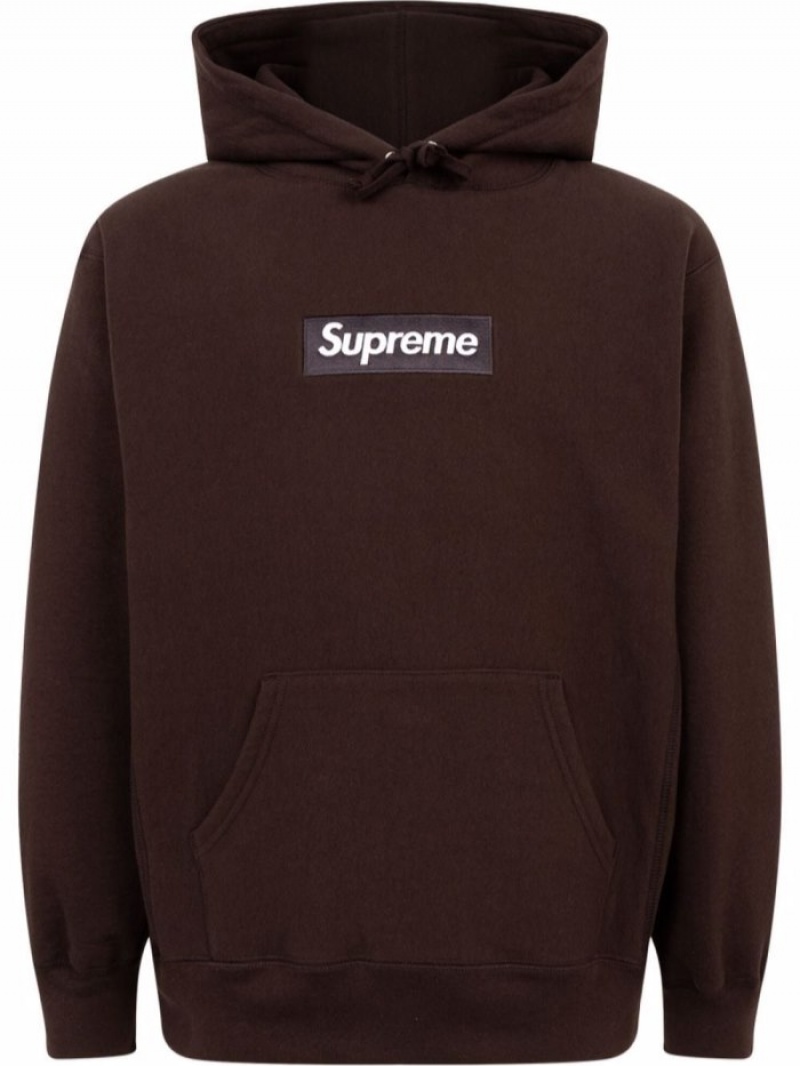 Poleron Supreme Box Logo Hombre Marrones Colombia | L9G-59391