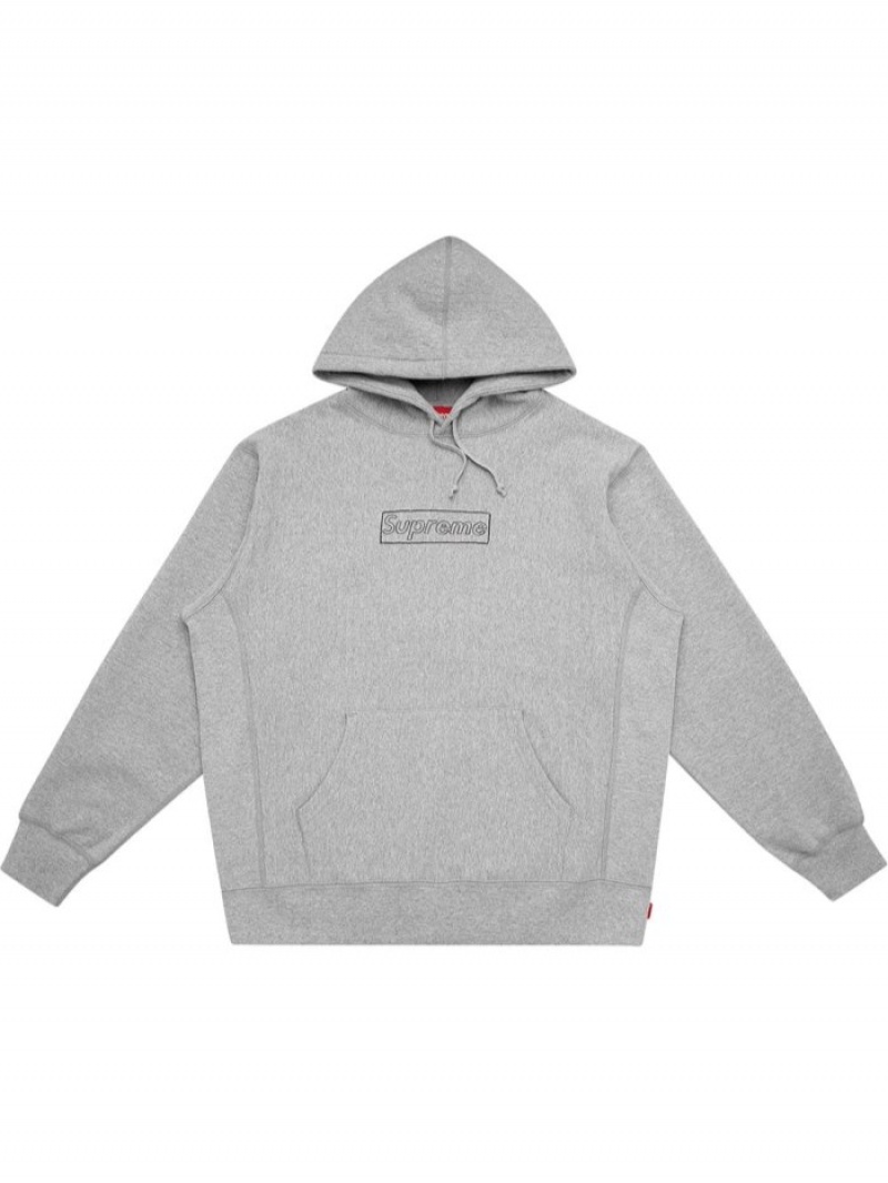 Poleron Supreme Kaws Chalk Logo Hombre Gris Colombia | K6G-15868