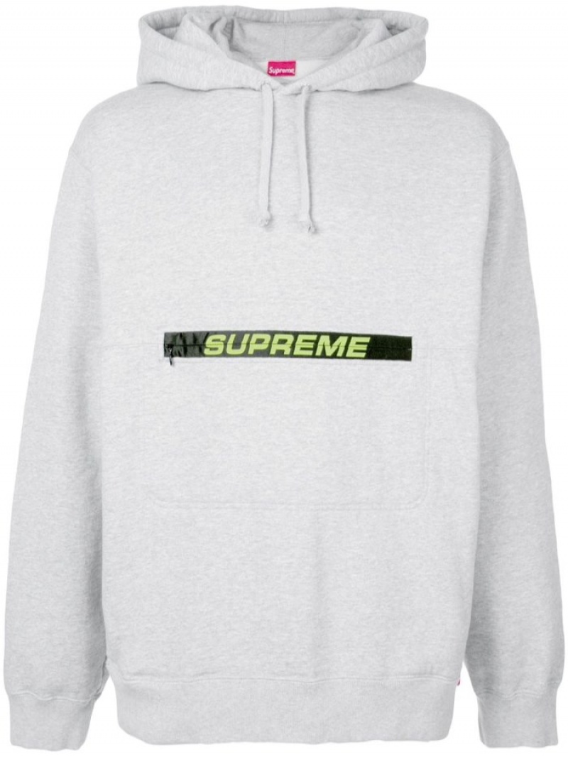 Poleron Supreme Logo-print Algodon Hombre Gris Colombia | X6T-94688