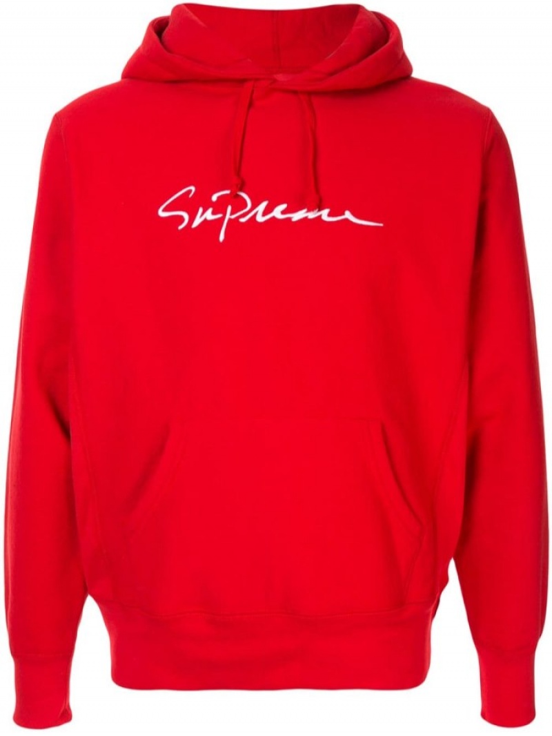 Poleron Supreme Logo-print Algodon Hombre Rojas Colombia | C2W-47992