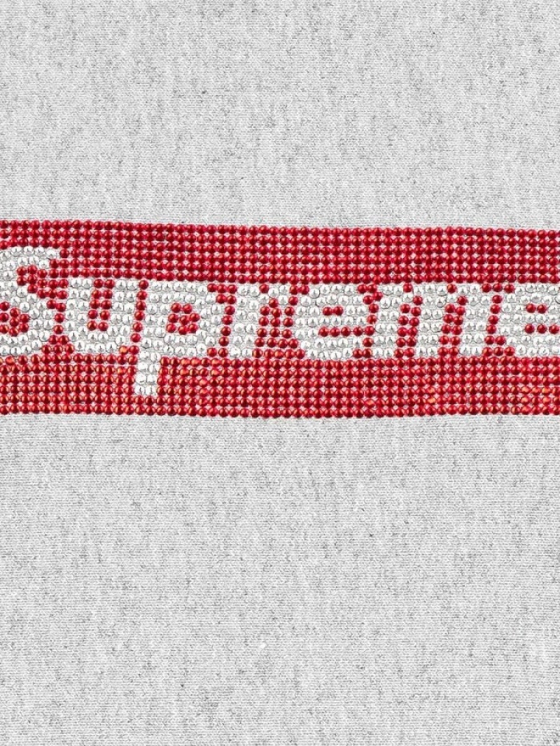 Poleron Supreme Swarovski Box Logo Hombre Gris Colombia | C1E-21027