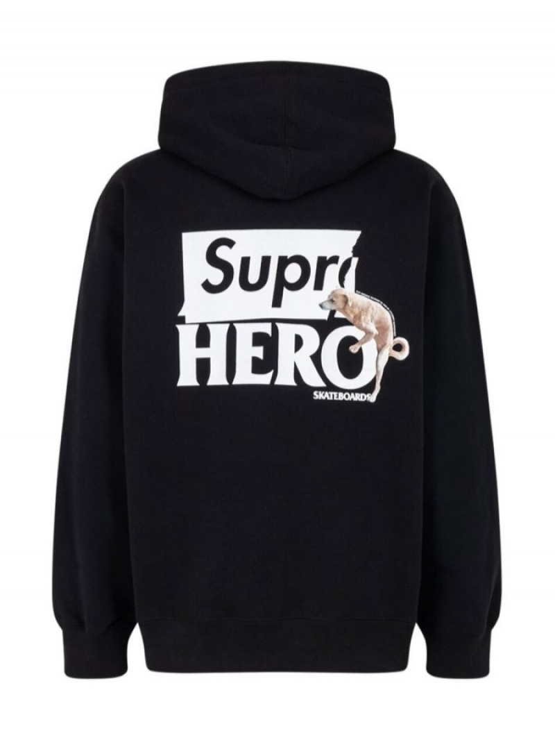 Poleron Supreme Xantihero Logo-print Hombre Negras Colombia | K8S-17590