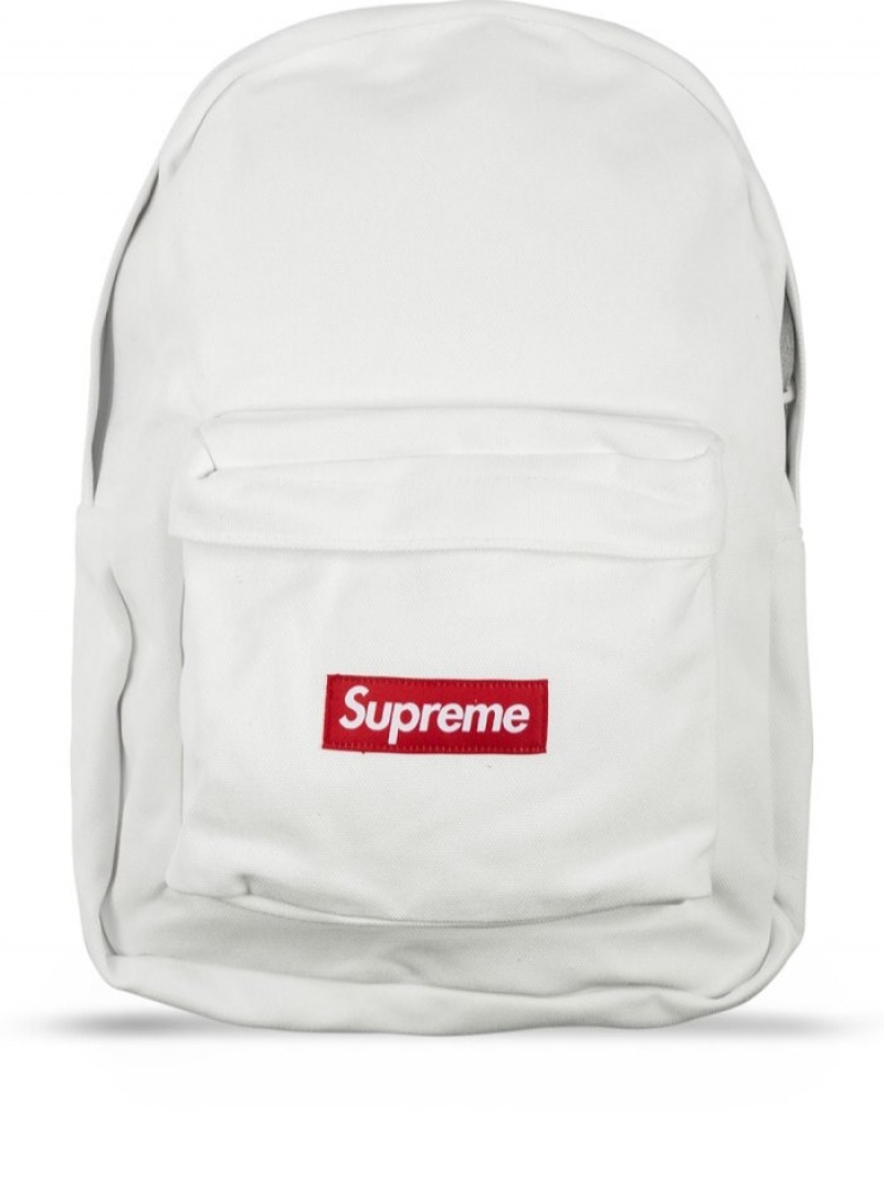 Mochilas Supreme Logo Lona Hombre Blancas Colombia | Y1Z-03123