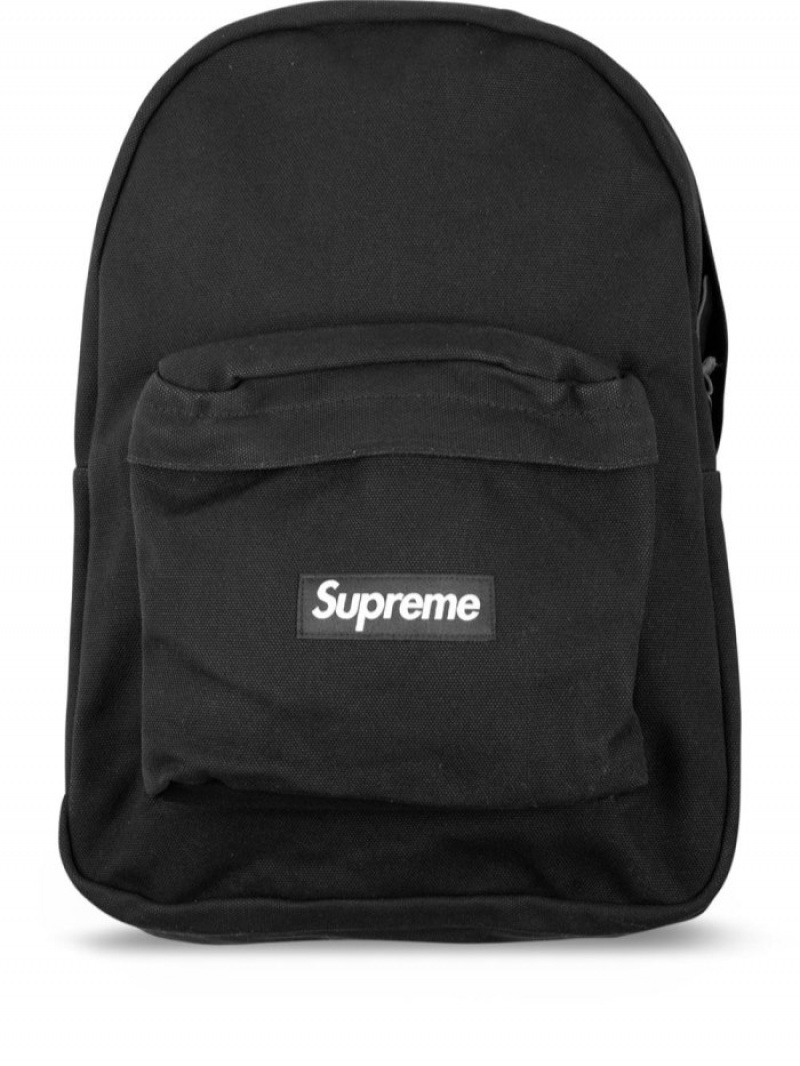 Mochilas Supreme Logo Lona Hombre Negras Colombia | H6A-74801