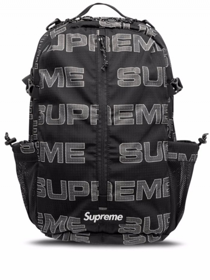 Mochilas Supreme Logo-print Hombre Negras Colombia | B0Y-10347