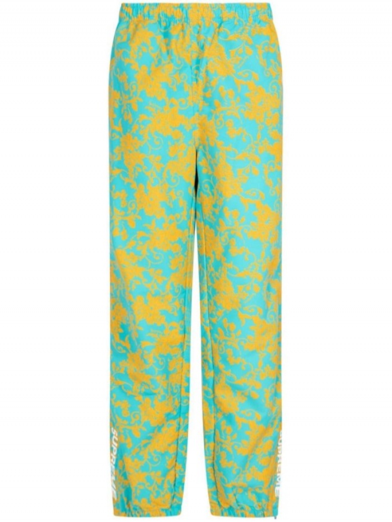 Pantalon Deportivo Supreme Warm Up Abstract-pattern Pista Trousers Hombre Teal Floral Colombia | N5Z-32947