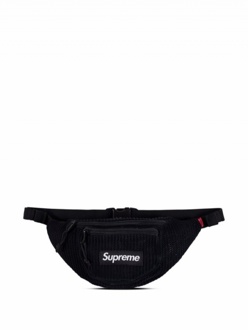 Riñonera Supreme String Cintura Bag Hombre Negras Colombia | P0E-79540