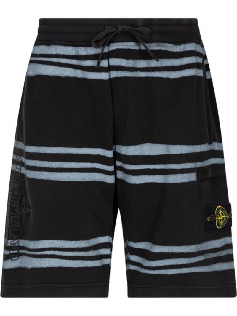 Short Supreme X Stone Island Warp Stripe Hombre Negras Colombia | N3B-31650