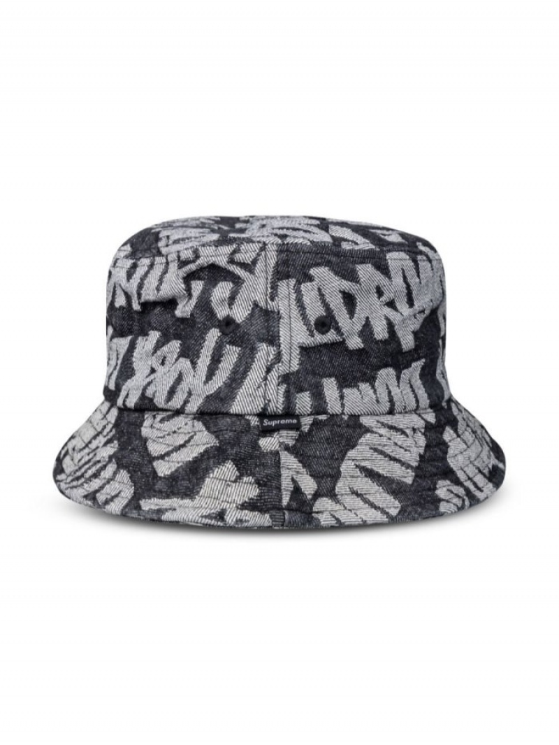 Sombreros Supreme Fat Tip Jacquard Denim Bucket Hombre Negras Colombia | I3B-54838