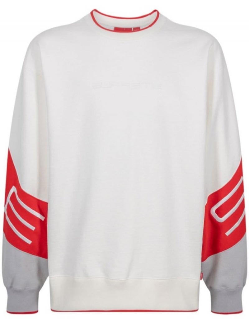 Sudaderas Supreme Embroidered-logo Crew-neck Hombre Blancas Colombia | K5P-07550