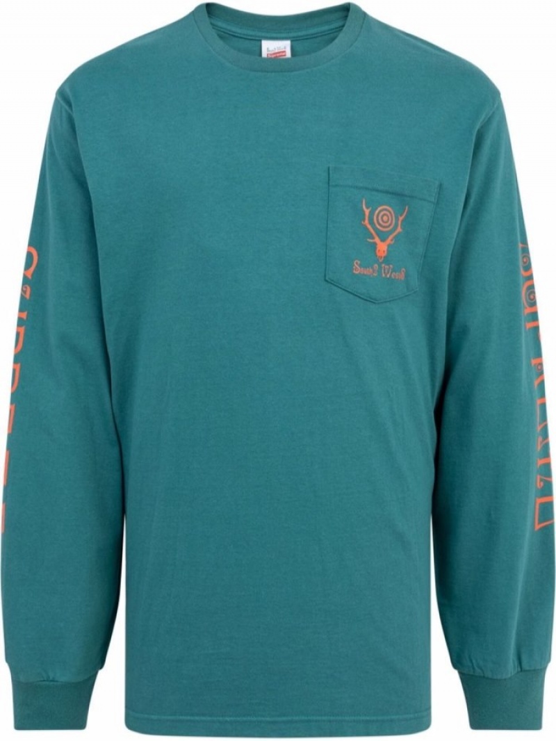 Sudaderas Supreme X South2 West8 Long-sleeve T-Shirt Hombre Azules Colombia | U3K-31550