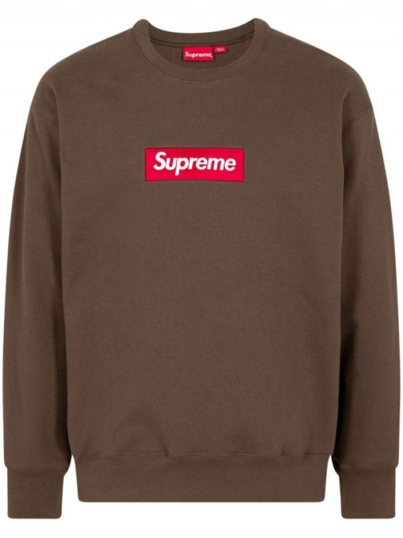 Suéteres Supreme Box Logo Crewneck Sweatshirt Mujer Marrones Colombia | W3E-98849