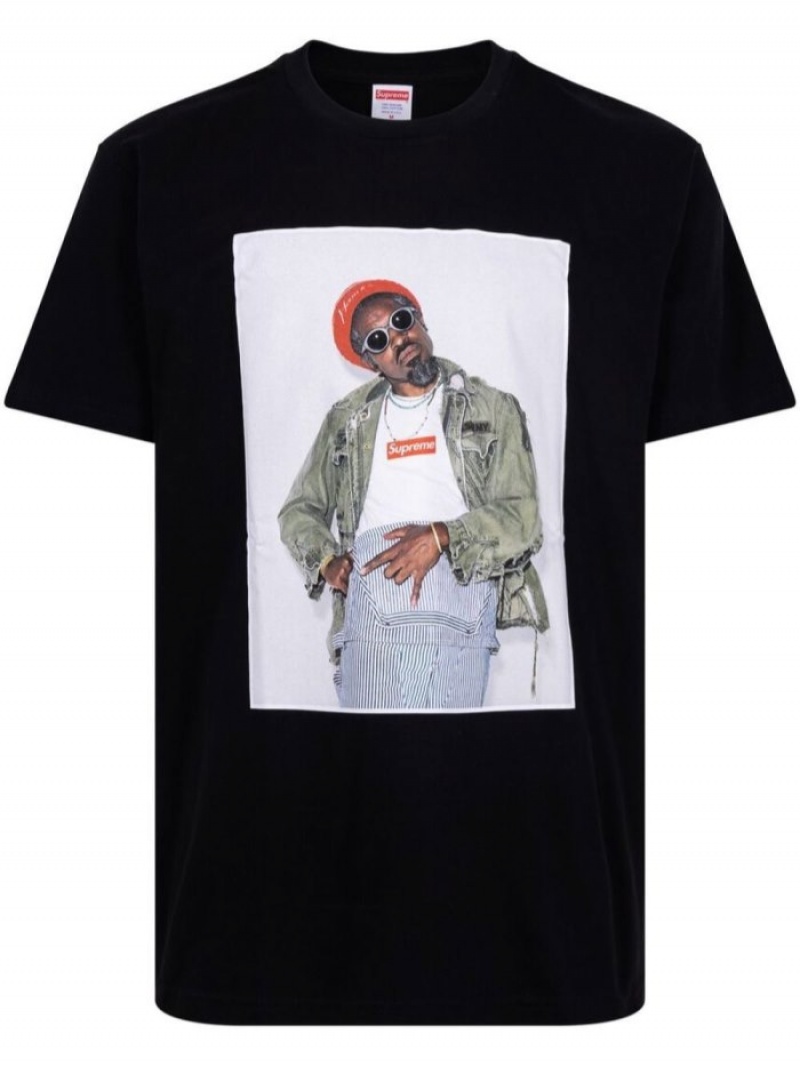 Camisetas Supreme Andre 3000 Photograph-print Hombre Negras Colombia | N7J-39469