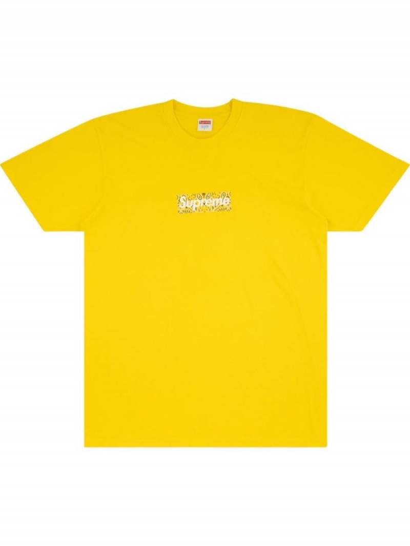 Camisetas Supreme Bandana Box Logo Crew Neck Hombre Amarillo Colombia | M9D-81737