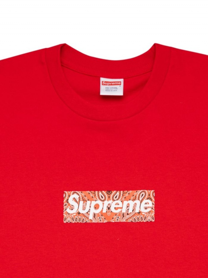 Camisetas Supreme Bandana Box Logo Crew Neck Hombre Rojas Colombia | E1W-30872