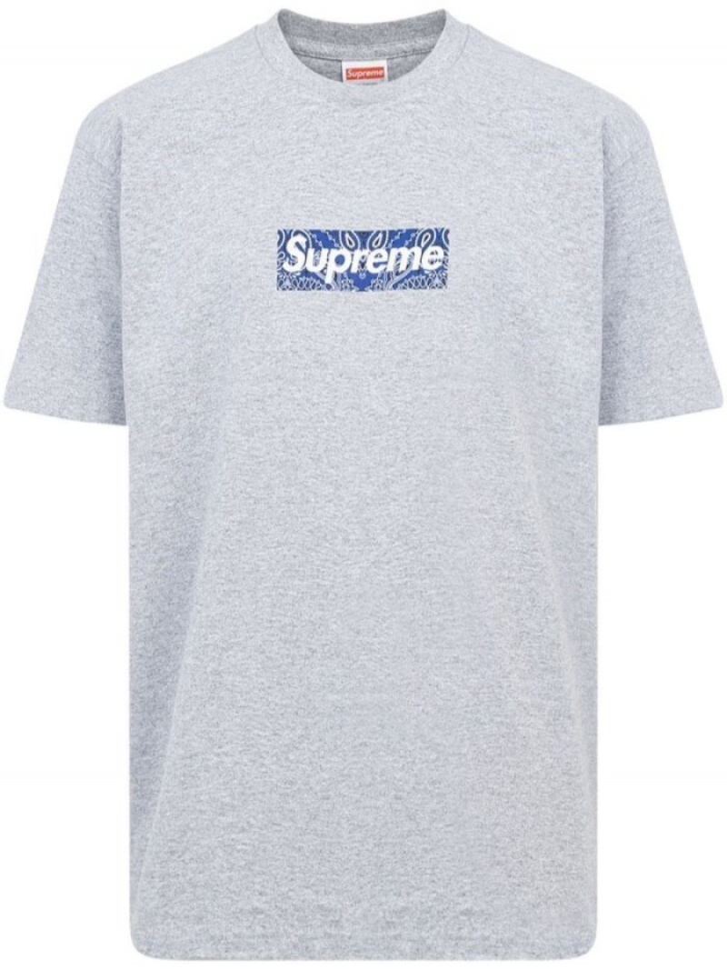 Camisetas Supreme Bandana Box Logo Hombre Gris Colombia | I9U-73557