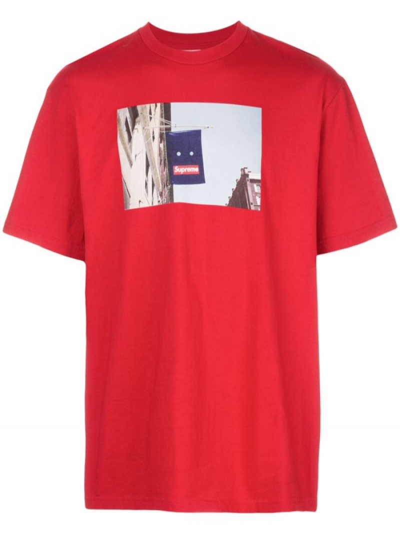 Camisetas Supreme Banner Estampadas-print Hombre Rojas Colombia | J1S-10256