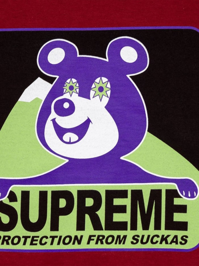 Camisetas Supreme Bear Estampadas-print Hombre Rojas Oscuro Colombia | I1I-66327