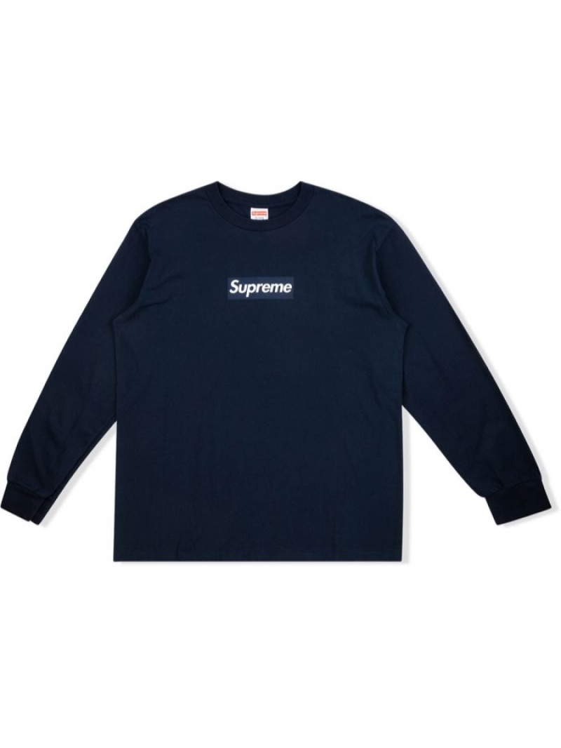 Camisetas Supreme Box Logo Long-sleeve Hombre Azules Colombia | N3J-21279