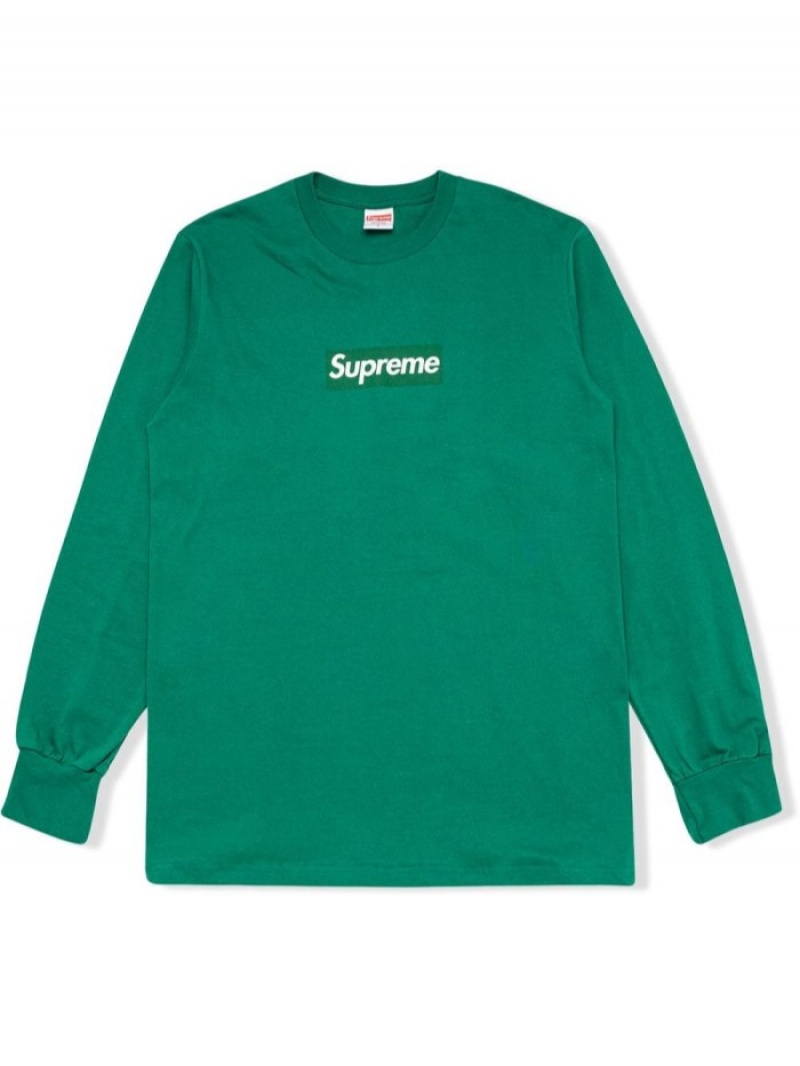 Camisetas Supreme Box Logo Long-sleeve Hombre Verde Colombia | V7G-11506