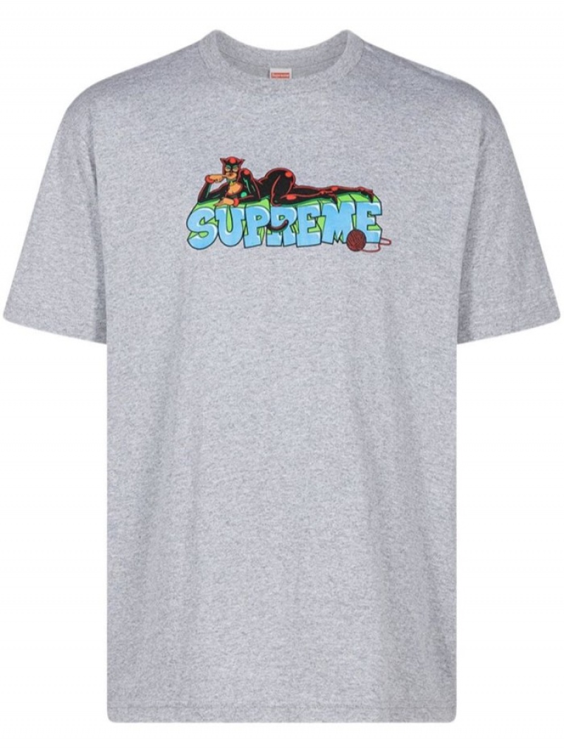 Camisetas Supreme Catwoman Estampadas-print Hombre Gris Colombia | B1U-71266