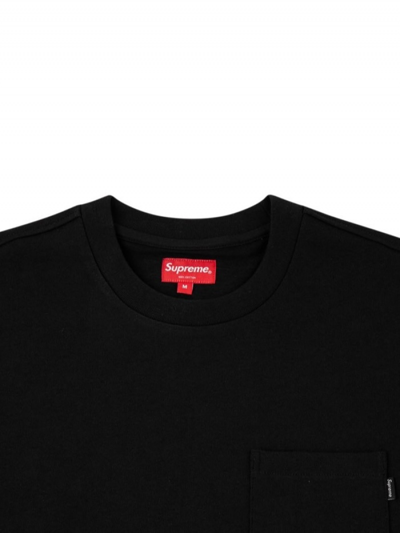 Camisetas Supreme Corta-sleeve Pocket Hombre Negras Colombia | E2S-83927