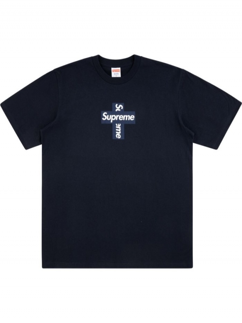 Camisetas Supreme Cross Box Logo Hombre Azules Colombia | B9H-37850