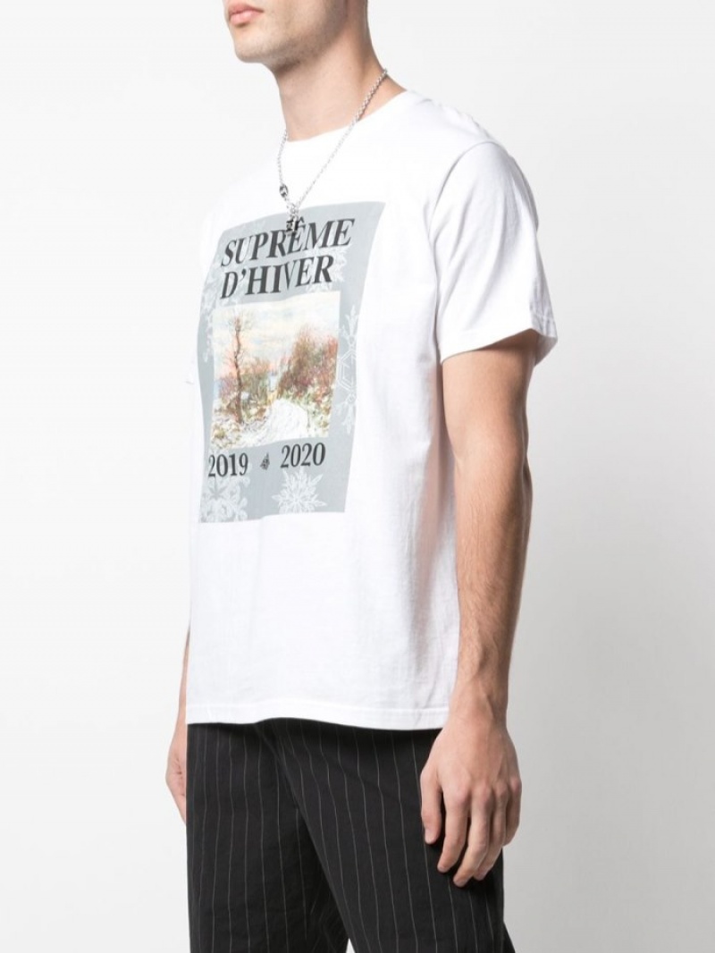 Camisetas Supreme D Hiver Estampadas-print Hombre Blancas Colombia | X5F-46963