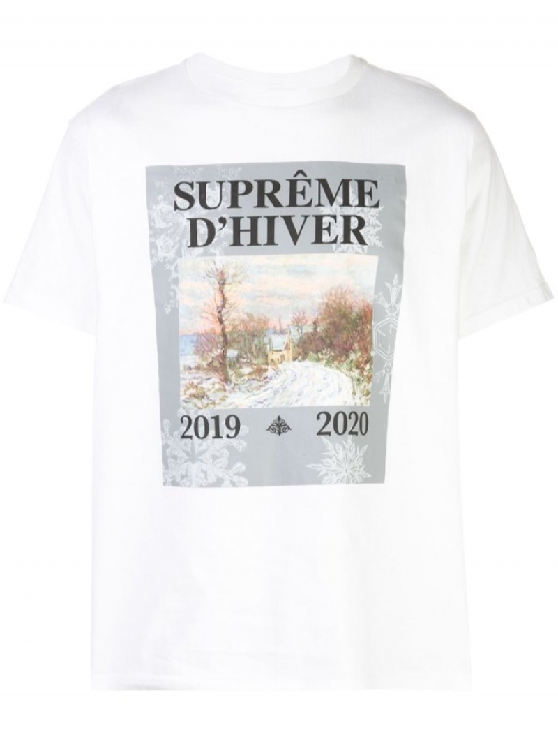 Camisetas Supreme D Hiver Estampadas-print Hombre Blancas Colombia | X5F-46963