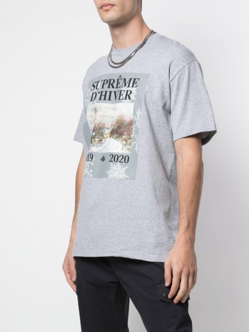 Camisetas Supreme D'hiver Estampadas-print Hombre Gris Colombia | D4Z-75315