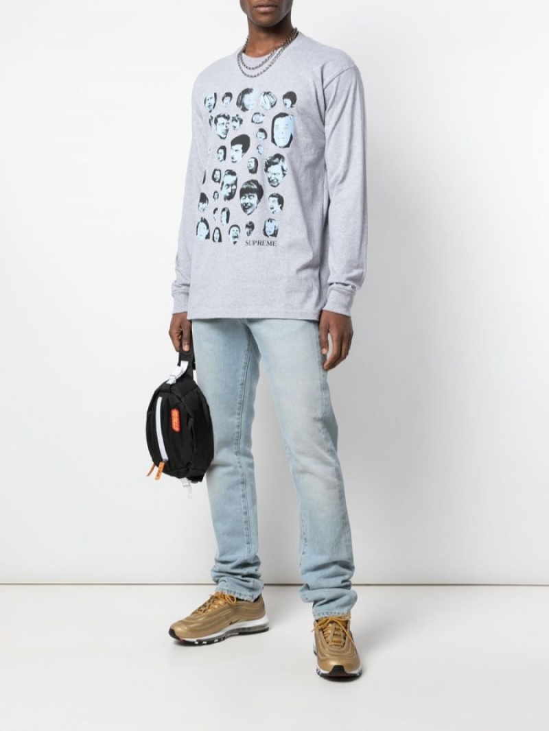 Camisetas Supreme Faces Long-sleeve Hombre Gris Colombia | V6K-41565