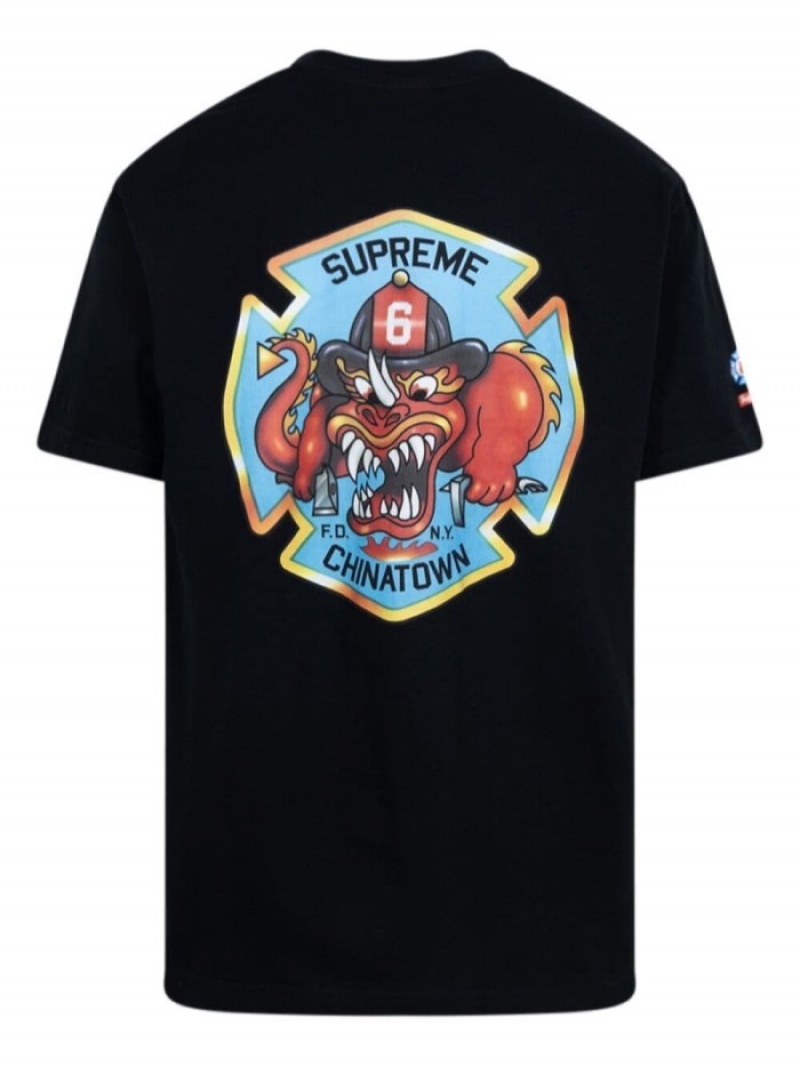 Camisetas Supreme Fdny Engine 9 Hombre Negras Colombia | T0B-21335