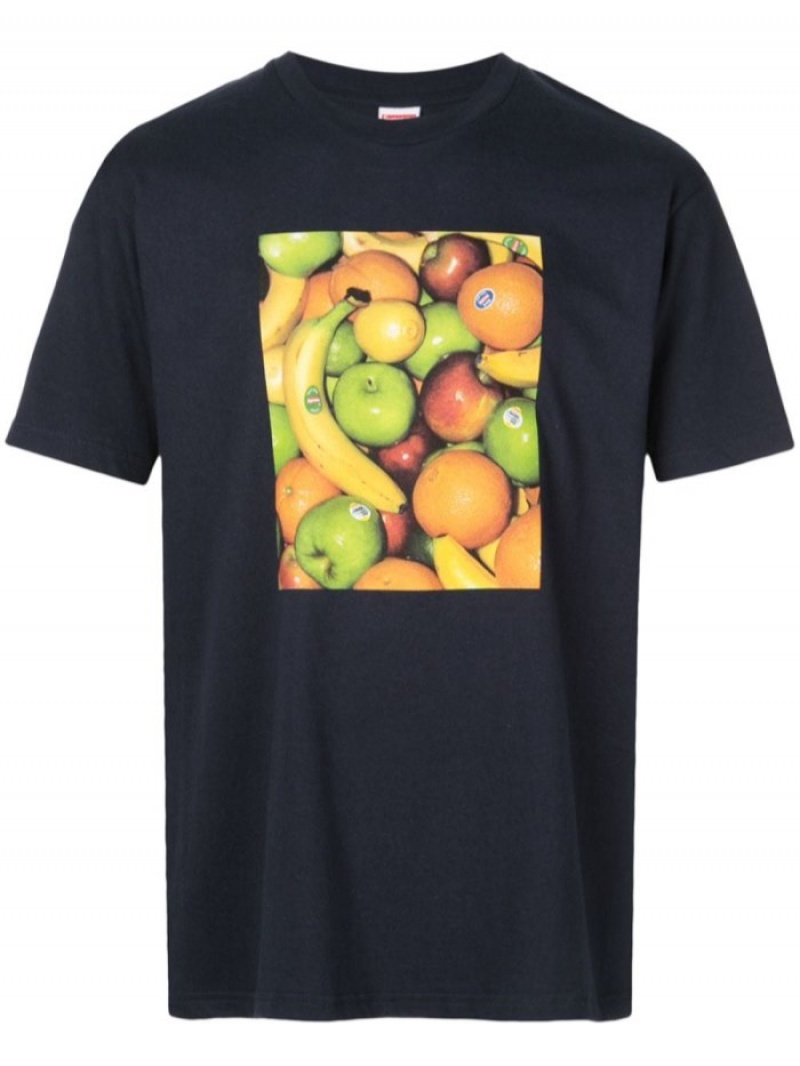 Camisetas Supreme Fruit-print Crew Neck Hombre Negras Colombia | T0X-77673