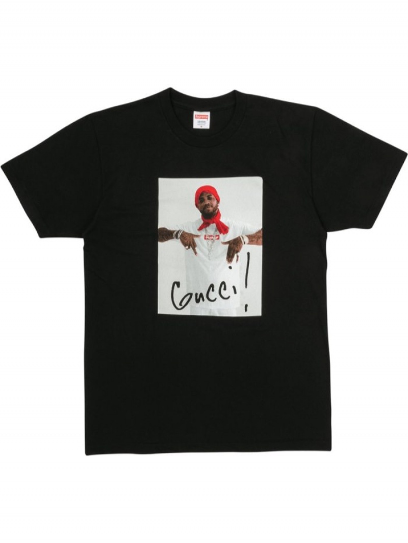 Camisetas Supreme Gucci Mane Estampadas-print Hombre Negras Colombia | Y5U-80760