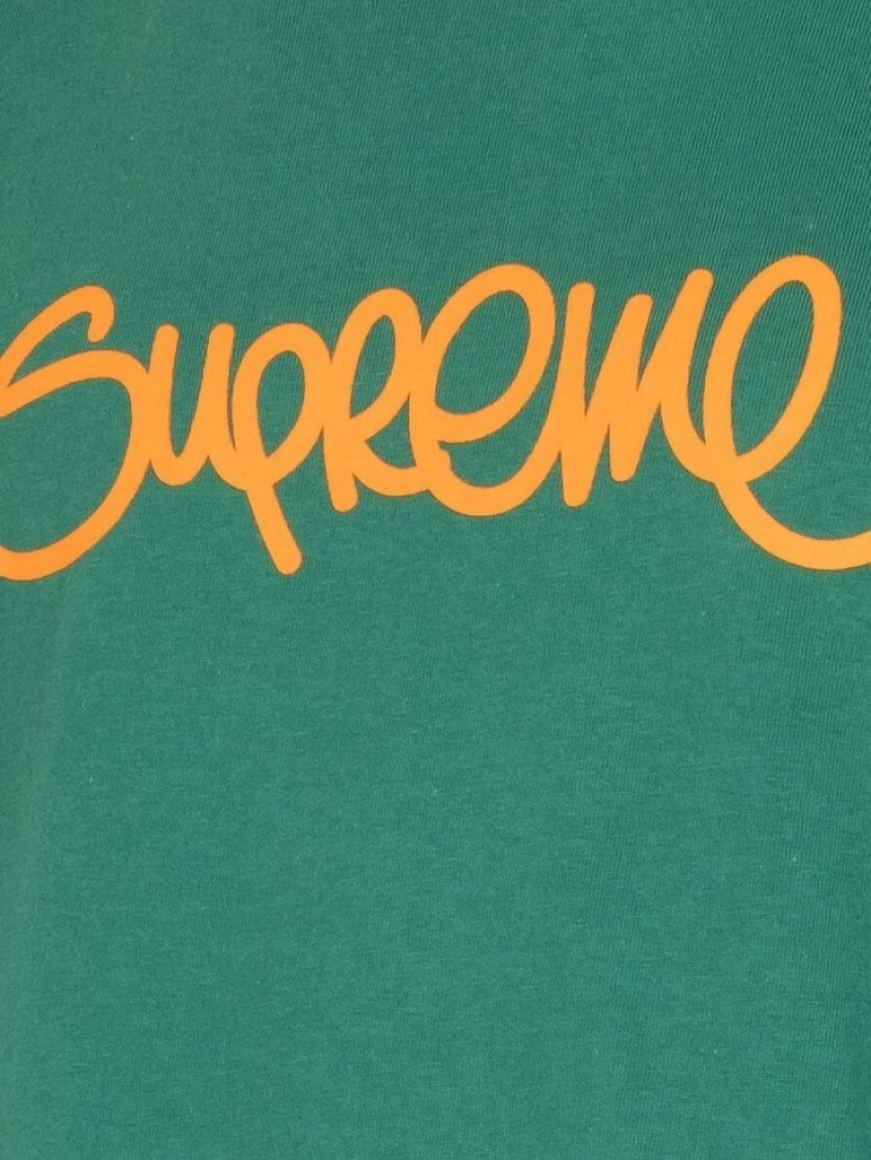 Camisetas Supreme Handstyle Logo Print Hombre Verde Colombia | K1L-42597