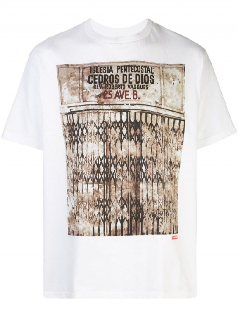 Camisetas Supreme Iglesia Pentecostal Estampadas-print Hombre Blancas Colombia | C9Y-15719