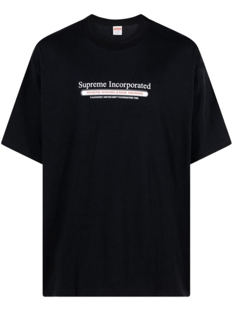 Camisetas Supreme Inc. Slogan-print Hombre Negras Colombia | W2O-01989