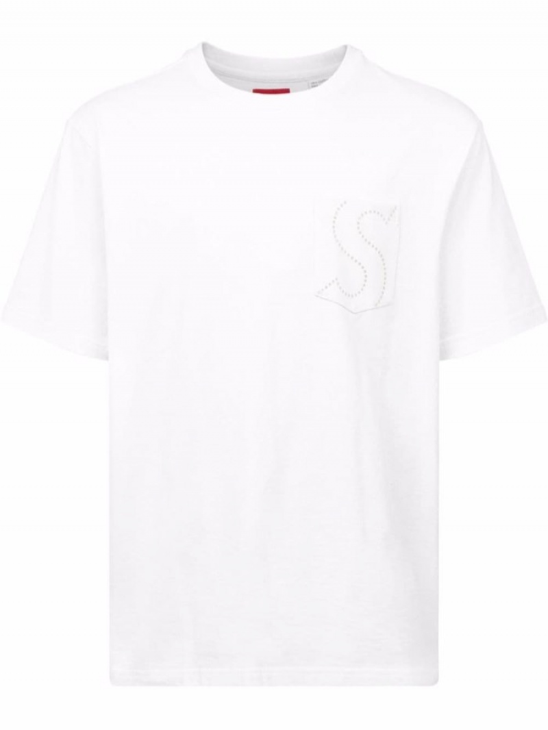 Camisetas Supreme Laser Cut S Logo Hombre Blancas Colombia | M7Z-17911