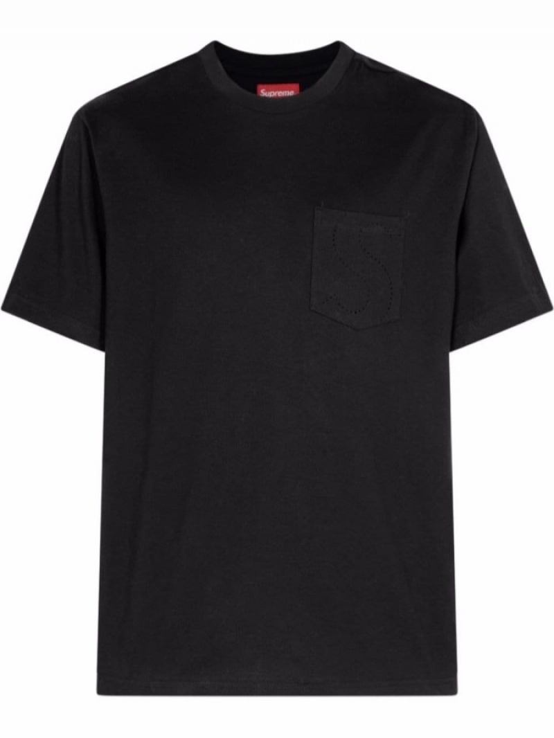 Camisetas Supreme Laser-cut S Logo Hombre Negras Colombia | J4K-88537