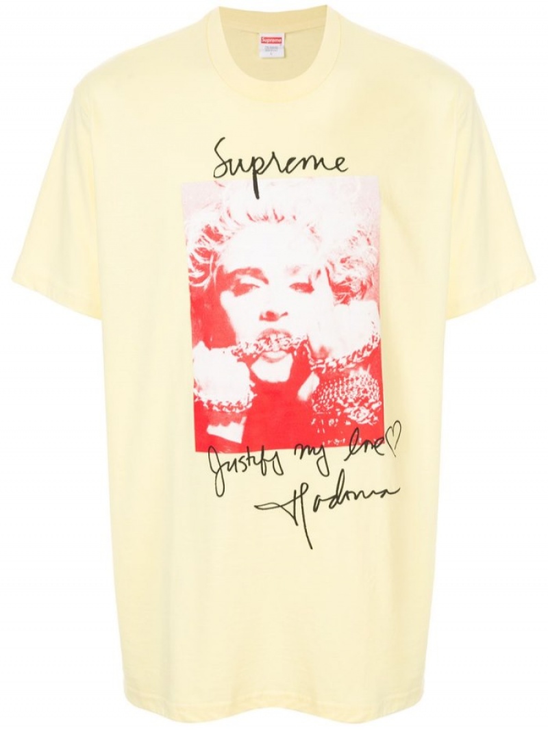 Camisetas Supreme Madonna-print Corta-sleeve Hombre Pale Yellow  Colombia | J7F-88617