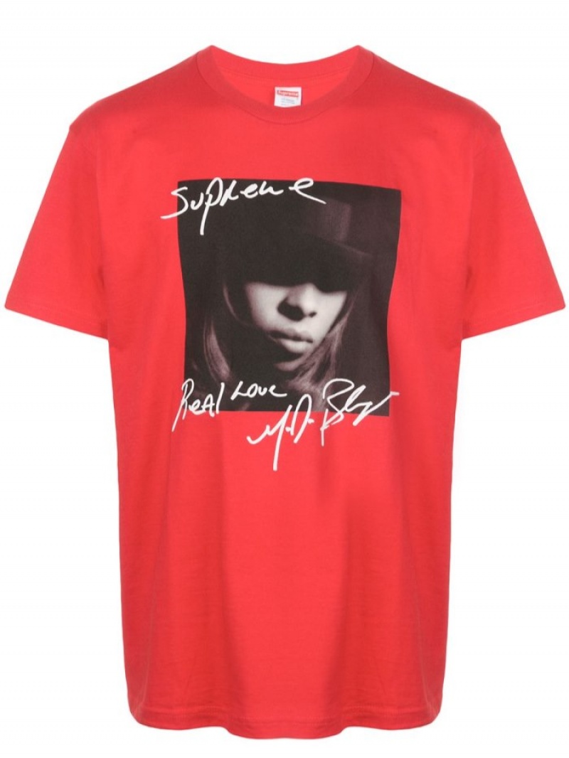 Camisetas Supreme Mary J. Blige Print Hombre Rojas Colombia | H4F-06009