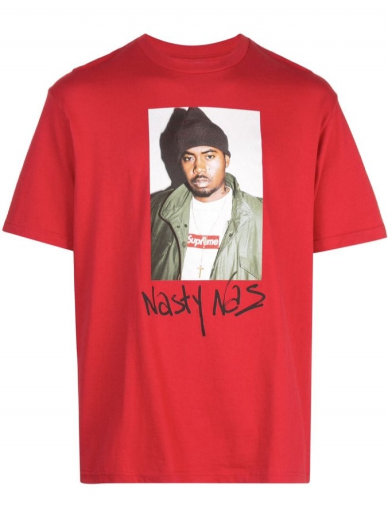 Camisetas Supreme Nasty Nas Photo-print Hombre Rojas Colombia | O3Y-25744