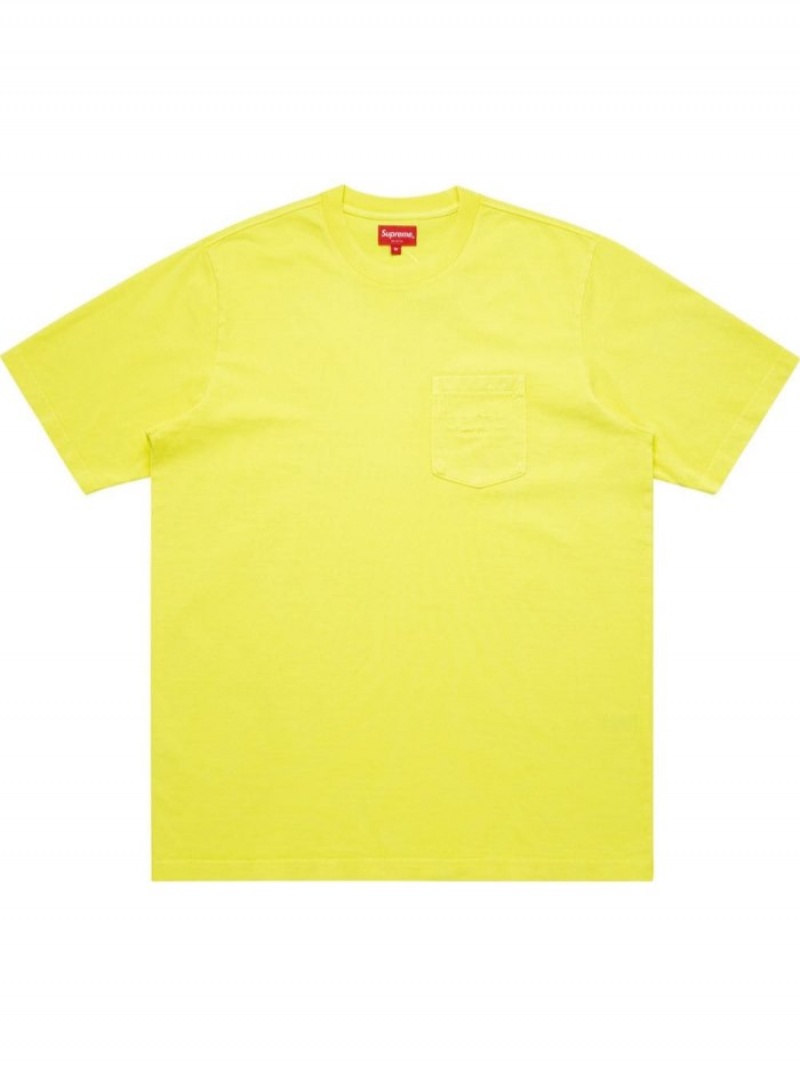 Camisetas Supreme Overdyed Pocket Hombre Amarillo Colombia | L5C-30295