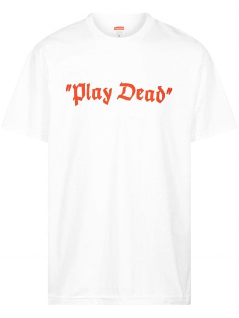 Camisetas Supreme Play Dead Slogan-print Hombre Blancas Colombia | S0H-36297