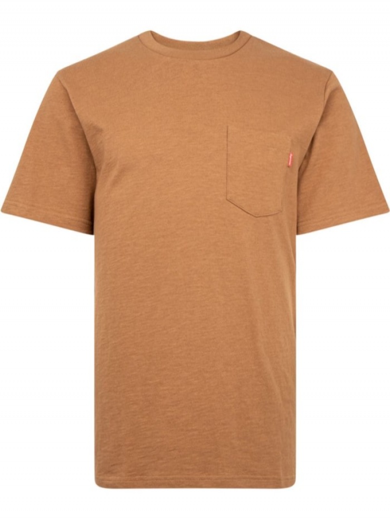 Camisetas Supreme Pocket Corta-sleeve Hombre Marrones Colombia | J1N-12682