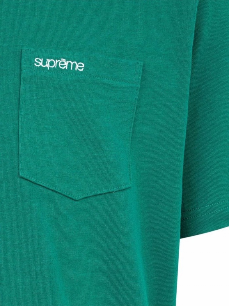 Camisetas Supreme Pocket-detail Hombre Verde Colombia | A4N-79096