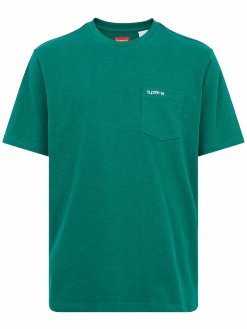 Camisetas Supreme Pocket-detail Hombre Verde Colombia | A4N-79096